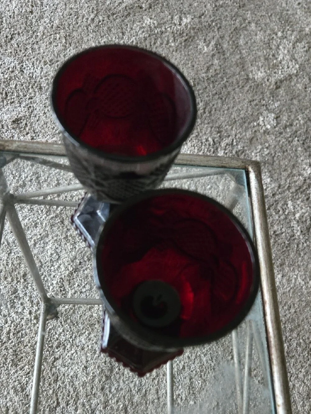 Vintage-Inspired Avon Ruby Red Goblet Pair - Home Accents